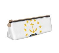 Luckily&Day Rhode Island State Flag Print personalizzato triangolare sacchetto elegante in pelle cosmetica organizzatore compatto con cerniera, Bianco, One Size, Design elegante