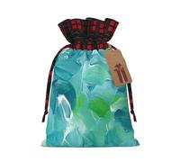 Luckily&Day Sacchetto regalo di Natale con coulisse con stampa a olio blu per feste festival divertente borsa di tela riutilizzabile, 1 pezzo