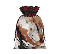 Luckily&Day Sacchetto regalo di Natale con coulisse, motivo marmo, con stampa a schizzi, per feste, compleanni, divertente borsa in tela riutilizzabile, 1 pezzo