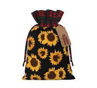 Luckily&Day Sacchetto regalo natalizio con coulisse con stampa di girasoli dorati, per feste, compleanni, divertente borsa in tela riutilizzabile, 1 pezzo