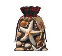 Luckily&Day Sacchetto regalo natalizio con stampa di stelle marine e conchiglie per festa di compleanno divertente borsa di tela riutilizzabile, 1 pezzo