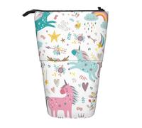 Luckily&Day Sacchetto verticale retrattile con stampa di unicorni multicolore novità borsa pop up borsa unica telescopica per ufficio trucco, Nero, One Size, Telescopi