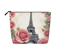 Luckily&Day Trousse per cosmetici da donna, con stampa Torre Eiffel, con rose, borsa da viaggio alla moda con grande regalo per donne, nero, taglia unica, Nero, One Size