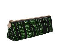 Luckily&Day Verde Numero Binario Stampa Personalizzata Triangolare Sacchetto Elegante In Pelle Cosmetici Organizzatore Compact Zipper Pouch Bianco, Taglia Unica, Elegante, Bianco, One Size, Design