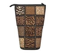 Luckily&Day Wild Zoo - Borsa verticale retrattile con stampa di uno zoo, borsa pop-up unica telescopica per trucco da ufficio, Nero, One Size, Telescopi