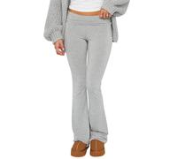 Luckinbaby Pantaloni aderenti da donna svasati pieghevoli leggings elasticizzati bootcut a campana pantaloni da yoga Y2k Joggers, 11 Grigio Chiaro, M