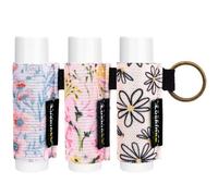 LUCKINEE 3 porta balsamo per labbra, portachiavi con stampa, per rossetto, lucidalabbra - stretto supporto elastico per balsami per labbra grassi e sottili