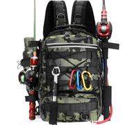 Luckits Zaino pesca per attrezzatura pesca con portacanna Borse per riporre l'attrezzatura impermeabili Borsa per attrezzatura pesca con traspirante per pesca Escursionismo Caccia Campeggio (Green)