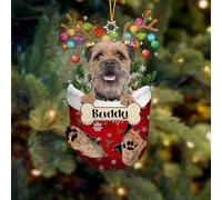 Luckluccy Ornamento natalizio personalizzato per cani 2025,Personalizzato Border Terrier in Snow Pocket Ornament,Decorazione dell'albero di forma acrilica del cane,Regalo per gli amanti dei cani