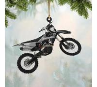 Luckluccy Ornamento natalizio personalizzato per motocross, ornamento da motocross per albero di Natale, ornamenti in acrilico a forma, regalo per gli amanti del motocross, ornamento di Natale per