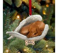 Luckluccy Ornamento personalizzato Vizsla 1,Ornamento personalizzato Vizsla 1 cane con ala d'angelo,Ornamenti di Natale del cane,Ornamento del cane 2025,Forma dell'ornamento di Natale del cane