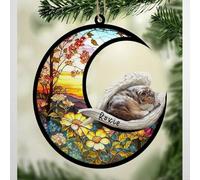 Luckluccy Personalizzato Australian Shepherd Dog Memorial Suncatcher,Ornamento di Natale con Nome,Pet Loss Catcher,Gli amanti dei cani Perdita di Cane,Pastore australiano