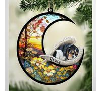 Luckluccy Personalizzato Cavalier King Charles Spaniel Dog Memorial Suncatcher, ornamento con nome, regali per gli amanti dei cani, cane perduto, Cavalier King Charles Spaniel