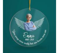 Luckluccy Regalo commemorativo personalizzato per i membri della famiglia, ornamento fotografico in acrilico a forma personalizzata, le tue ali erano pronte ma i nostri cuori non lo erano, regalo di