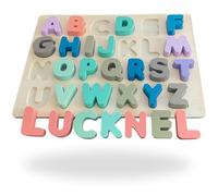 Lucknel Montessori ABC puzzle in legno - lettere colorate per imparare e giocare, giocattolo educativo in legno, puzzle alfabeto per bambini, abilità motorie e riconoscimento dei colori