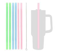 LUCKNIGHT 6 Pezzi Cannucce Silicone Lunghe, Cannucce Riutilizzabili, Cannucce Bambini, Cannucce Silicone per Cannucce da Cocktail per Latte, Succhi e Yogurt, Con 1 Spazzole, 300 x 9 mm