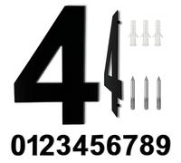 LUCKNIGHT Numeri Civici Da Esterno, 8 Pollici (10 cm) Numero Civico Esterno Moderno, Grandi Numero Civico In Metallo, Numero Civico In Acciaio Inox, Numero Civico Segnale 4, Nero