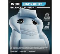 LUCKRACER Sedia da gaming con braccioli connessi, cuscino in memory foam, angolo di inclinazione da 90 a 155 ° e poggiapiedi in tessuto funzionale resistente, supporta 150 kg, blu