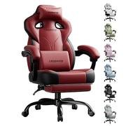 LUCKRACER Sedia da gioco con braccioli collegati, cuscino in memory foam, angolo di inclinazione e poggiapiedi 90-155°, tessuto funzionale resistente, colore: rosso