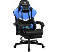 LUCKRACER Sedia da gioco con poggiapiedi, ergonomica, con cuscino lombare regolabile, cuscino da gaming, sedia da gamer, altezza regolabile, portata 150 kg, colore: blu