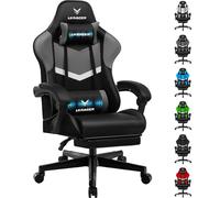 LUCKRACER Sedia da gioco con poggiapiedi, ergonomica, con cuscino lombare regolabile, cuscino da gaming, sedia da gamer, altezza regolabile, portata 150 kg