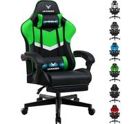 LUCKRACER Sedia da gioco con poggiapiedi, ergonomica, con cuscino lombare regolabile, cuscino da gaming, sedia da gamer, altezza regolabile, portata 150 kg
