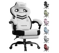 LUCKRACER Sedia da gioco in tessuto, sedia da ufficio con braccioli collegati, cuscino in memory foam, angolo di inclinazione e poggiapiedi 90-155°, tessuto funzionale resistente, colore: bianco