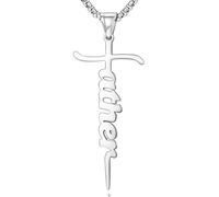Lucktree - Collana a croce per papà, regalo per la festa del papà, gioielli per papà di moglie, gioielli di compleanno per papà di figlie e figli, regali per papà nuovo per marito, regali, 24 inches