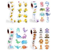 Luckwaii Adesivi con animali, 2000 pezzi, autoadesivi, per scrapbooking, artigianato, diario, regali per adulti e bambini (4 rotoli)