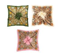 Luckwaii Foulard Donna Seta Quadrato Grande, 3 Pezzi Sciarpa Bandana Capelli Accessori Bandane Colorate da Spiaggia con Motivi Classici, 90x90cm Quadrata Hijab Sciarpe per Fascia Decorazione e Regalo
