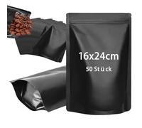 Luckwaii Mylar - Sacchetti con chiusura a pressione, 50 pezzi, richiudibili, in pellicola Mylar per alimenti, tappetino di alluminio, termosaldabile, 16 x 24 cm