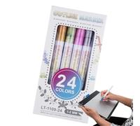 Luckxing Pennarelli per contorni, pennarelli per contorni - Pennarelli da disegno a 24 colori - Penne artigianali per arte, disegno, scarabocchi, creazione di cartoline, biglietti d'auguri, materiale