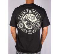 Lucky 13 Black Sin Moto Personalizzato Chopper Rock Biker Punk Goth T Shirt