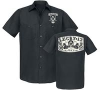 Lucky 13 Dual Chopper Uomo Camicia Maniche Corte Nero L 65% Poliestere, 35% Cotone Regular