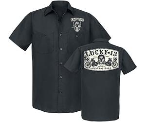 Lucky 13 Dual Chopper Uomo Camicia Maniche Corte Nero L 65% Poliestere, 35% Cotone Regular
