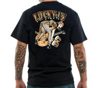 Lucky 13 Tigre Chitarra Felino Rete Gatto Hot Rod Auto Rockabilly Camicia