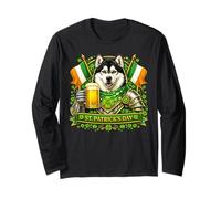 Lucky Alaskan Malamute St Patrick’s Day Green Beer Shamrock Maglia a Manica