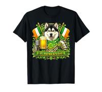 Lucky Alaskan Malamute St Patrick’s Day Green Beer Shamrock Maglietta