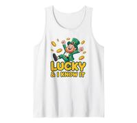 Lucky And I Know It Coins Divertente Leprechaun San Patrizio Canotta