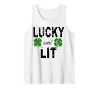 Lucky And Lit St Patricks Shamrock Donne Uomini Irish Clover Canotta