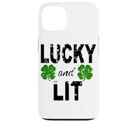 Lucky And Lit St Patricks Shamrock Donne Uomini Irish Clover Custodia per iPhone 13