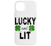 Lucky And Lit St Patricks Shamrock Donne Uomini Irish Clover Custodia per iPhone 14 Plus