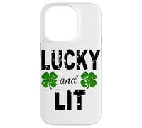 Lucky And Lit St Patricks Shamrock Donne Uomini Irish Clover Custodia per iPhone 14 Pro