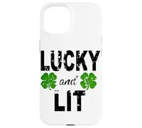 Lucky And Lit St Patricks Shamrock Donne Uomini Irish Clover Custodia per iPhone 15