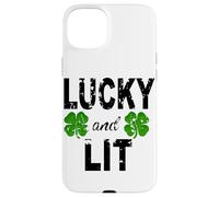 Lucky And Lit St Patricks Shamrock Donne Uomini Irish Clover Custodia per iPhone 15 Plus