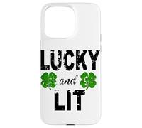 Lucky And Lit St Patricks Shamrock Donne Uomini Irish Clover Custodia per iPhone 15 Pro Max