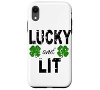 Lucky And Lit St Patricks Shamrock Donne Uomini Irish Clover Custodia per iPhone XR