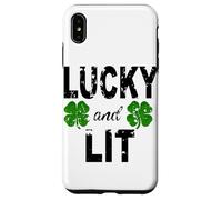 Lucky And Lit St Patricks Shamrock Donne Uomini Irish Clover Custodia per iPhone XS Max