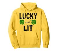 Lucky And Lit St Patricks Shamrock Donne Uomini Irish Clover Felpa con Cappuccio
