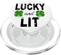 Lucky And Lit St Patricks Shamrock Donne Uomini Irish Clover PopSockets PopGrip per MagSafe